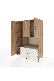 Kronos Dolap 6 Raflı 3 Çekmeceli 3 Kapaklı 132x59x195 Çam-Çam/Aytaşı