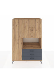 Kronos Dolap 6 Raflı 3 Çekmeceli 3 Kapaklı 132x59x195 Çam-Çam/Antrasit