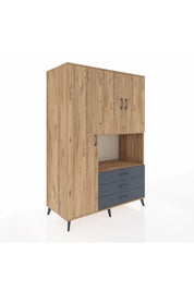 Kronos Dolap 6 Raflı 3 Çekmeceli 3 Kapaklı 132x59x195 Çam-Çam/Antrasit