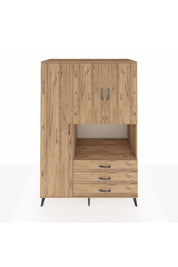 Kronos Dolap 6 Raflı 3 Çekmeceli 3 Kapaklı 132x59x195 Çam-Çam/Çam