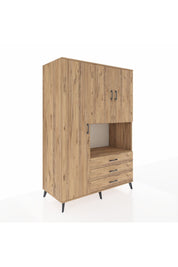 Kronos Dolap 6 Raflı 3 Çekmeceli 3 Kapaklı 132x59x195 Çam-Çam/Çam