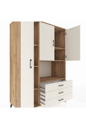 Kronos Dolap 6 Raflı 3 Çekmeceli 3 Kapaklı 132x59x195 Çam-Aytaşı/Aytaşı