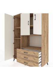 Kronos Dolap 6 Raflı 3 Çekmeceli 3 Kapaklı 132x59x195 Çam-Aytaşı/Çam