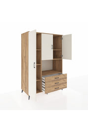 Kronos Dolap 6 Raflı 3 Çekmeceli 3 Kapaklı 132x59x195 Çam-Aytaşı/Çam