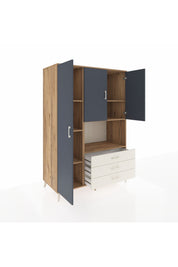 Kronos Dolap 6 Raflı 3 Çekmeceli 3 Kapaklı 132x59x195 Çam-Antrasit/Aytaşı