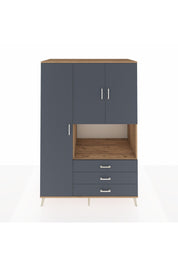 Kronos Dolap 6 Raflı 3 Çekmeceli 3 Kapaklı 132x59x195 Çam-Antrasit/Antrasit