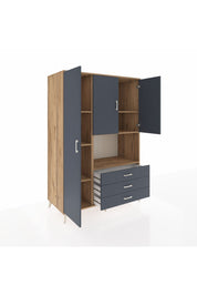 Kronos Dolap 6 Raflı 3 Çekmeceli 3 Kapaklı 132x59x195 Çam-Antrasit/Antrasit