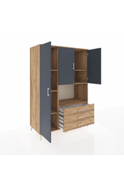 Kronos Dolap 6 Raflı 3 Çekmeceli 3 Kapaklı 132x59x195 Çam-Antrasit/Çam