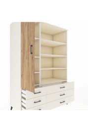 Kronos Dolap 8 Raflı 6 Çekmeceli Tek Kapaklı 132x59x195 Aytaşı-Çam/Aytaşı