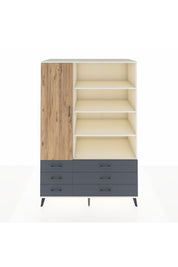 Kronos Dolap 8 Raflı 6 Çekmeceli Tek Kapaklı 132x59x195 Aytaşı-Çam/Antrasit