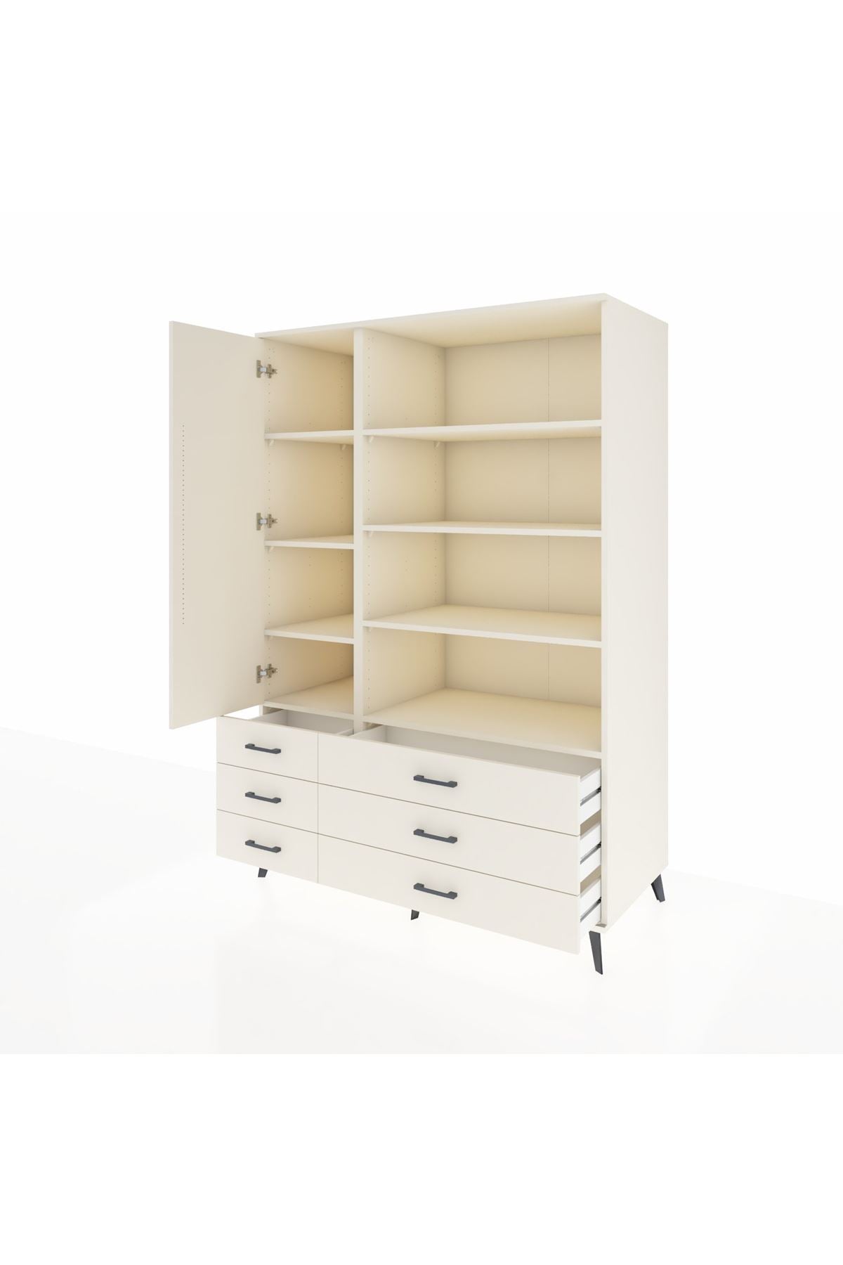 Kronos Dolap 8 Raflı 6 Çekmeceli Tek Kapaklı 132x59x195 Aytaşı-Aytaşı/Aytaşı