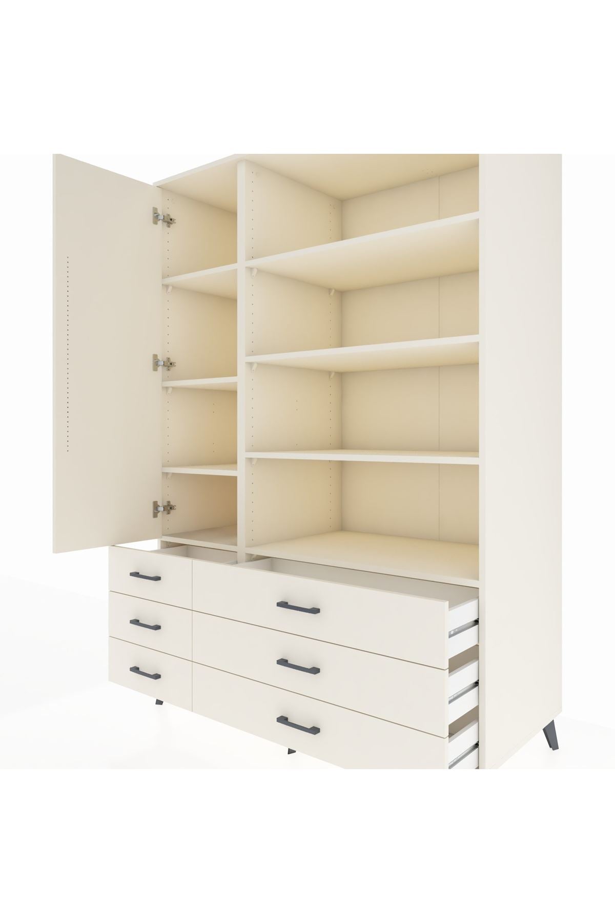 Kronos Dolap 8 Raflı 6 Çekmeceli Tek Kapaklı 132x59x195 Aytaşı-Aytaşı/Aytaşı