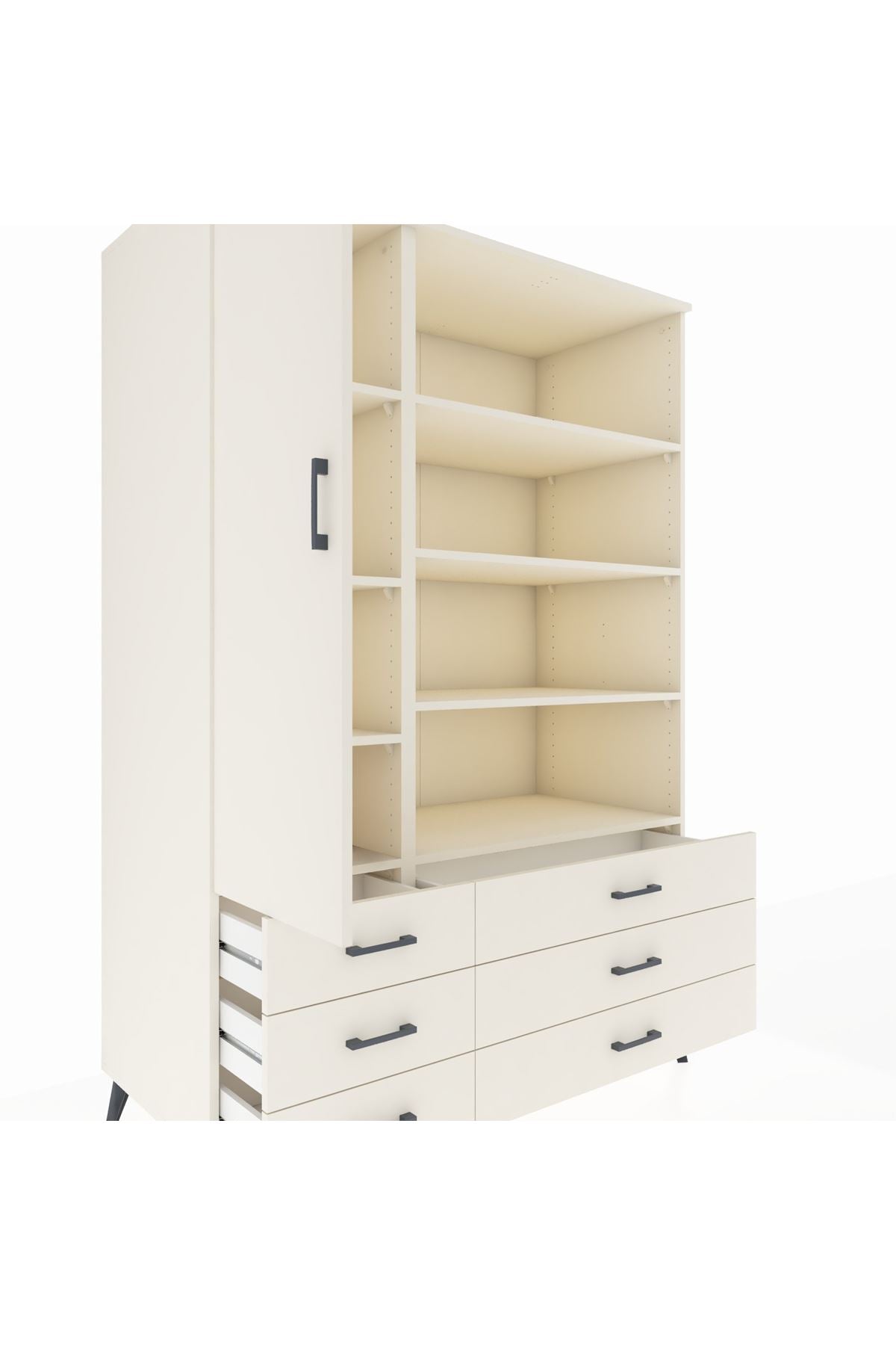 Kronos Dolap 8 Raflı 6 Çekmeceli Tek Kapaklı 132x59x195 Aytaşı-Aytaşı/Aytaşı