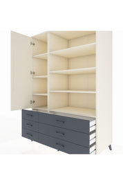 Kronos Dolap 8 Raflı 6 Çekmeceli Tek Kapaklı 132x59x195 Aytaşı-Aytaşı/Antrasit