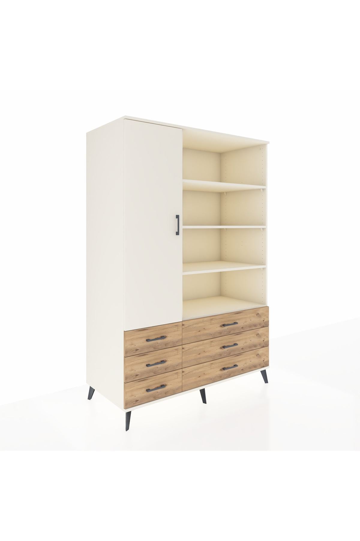 Kronos Dolap 8 Raflı 6 Çekmeceli Tek Kapaklı 132x59x195 Aytaşı-Aytaşı/Çam