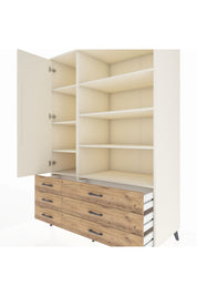 Kronos Dolap 8 Raflı 6 Çekmeceli Tek Kapaklı 132x59x195 Aytaşı-Aytaşı/Çam
