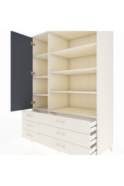 Kronos Dolap 8 Raflı 6 Çekmeceli Tek Kapaklı 132x59x195 Aytaşı-Antrasit/Aytaşı