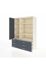 Kronos Dolap 8 Raflı 6 Çekmeceli Tek Kapaklı 132x59x195 Aytaşı-Antrasit/Antrasit