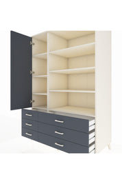 Kronos Dolap 8 Raflı 6 Çekmeceli Tek Kapaklı 132x59x195 Aytaşı-Antrasit/Antrasit