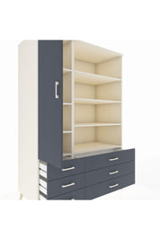 Kronos Dolap 8 Raflı 6 Çekmeceli Tek Kapaklı 132x59x195 Aytaşı-Antrasit/Antrasit