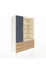 Kronos Dolap 8 Raflı 6 Çekmeceli Tek Kapaklı 132x59x195 Aytaşı-Antrasit/Çam