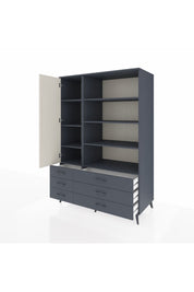 Kronos Dolap 8 Raflı 6 Çekmeceli Tek Kapaklı 132x59x195 Antrasit-Aytaşı/Antrasit