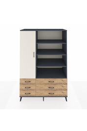 Kronos Dolap 8 Raflı 6 Çekmeceli Tek Kapaklı 132x59x195 Antrasit-Aytaşı/Çam