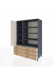 Kronos Dolap 8 Raflı 6 Çekmeceli Tek Kapaklı 132x59x195 Antrasit-Aytaşı/Çam