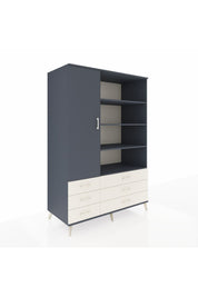 Kronos Dolap 8 Raflı 6 Çekmeceli Tek Kapaklı 132x59x195 Antrasit-Antrasit/Aytaşı