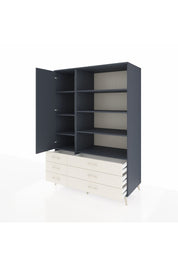Kronos Dolap 8 Raflı 6 Çekmeceli Tek Kapaklı 132x59x195 Antrasit-Antrasit/Aytaşı