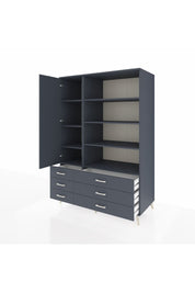 Kronos Dolap 8 Raflı 6 Çekmeceli Tek Kapaklı 132x59x195 Antrasit-Antrasit/Antrasit