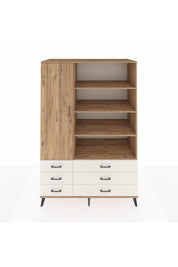 Kronos Dolap 8 Raflı 6 Çekmeceli Tek Kapaklı 132x59x195 Çam-Çam/Aytaşı