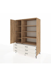 Kronos Dolap 8 Raflı 6 Çekmeceli Tek Kapaklı 132x59x195 Çam-Çam/Aytaşı