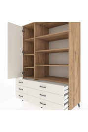 Kronos Dolap 8 Raflı 6 Çekmeceli Tek Kapaklı 132x59x195 Çam-Aytaşı/Aytaşı