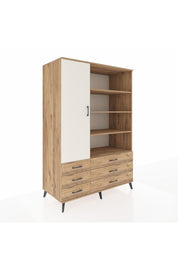 Kronos Dolap 8 Raflı 6 Çekmeceli Tek Kapaklı 132x59x195 Çam-Aytaşı/Çam