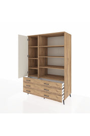 Kronos Dolap 8 Raflı 6 Çekmeceli Tek Kapaklı 132x59x195 Çam-Aytaşı/Çam