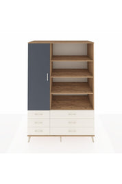 Kronos Dolap 8 Raflı 6 Çekmeceli Tek Kapaklı 132x59x195 Çam-Antrasit/Aytaşı