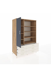 Kronos Dolap 8 Raflı 6 Çekmeceli Tek Kapaklı 132x59x195 Çam-Antrasit/Aytaşı