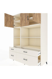 Kronos Dolap 8 Raflı 4 Çekmeceli 3 Kapaklı 132x59x195 Aytaşı-Çam/Aytaşı