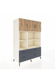 Kronos Dolap 8 Raflı 4 Çekmeceli 3 Kapaklı 132x59x195 Aytaşı-Çam/Antrasit