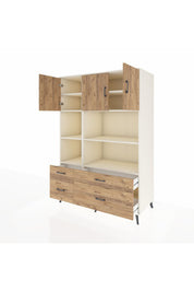 Kronos Dolap 8 Raflı 4 Çekmeceli 3 Kapaklı 132x59x195 Aytaşı-Çam/Çam