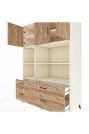 Kronos Dolap 8 Raflı 4 Çekmeceli 3 Kapaklı 132x59x195 Aytaşı-Çam/Çam