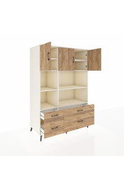Kronos Dolap 8 Raflı 4 Çekmeceli 3 Kapaklı 132x59x195 Aytaşı-Çam/Çam