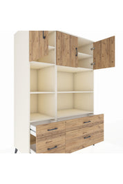 Kronos Dolap 8 Raflı 4 Çekmeceli 3 Kapaklı 132x59x195 Aytaşı-Çam/Çam