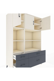 Kronos Dolap 8 Raflı 4 Çekmeceli 3 Kapaklı 132x59x195 Aytaşı-Aytaşı/Antrasit