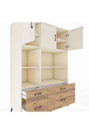 Kronos Dolap 8 Raflı 4 Çekmeceli 3 Kapaklı 132x59x195 Aytaşı-Aytaşı/Çam