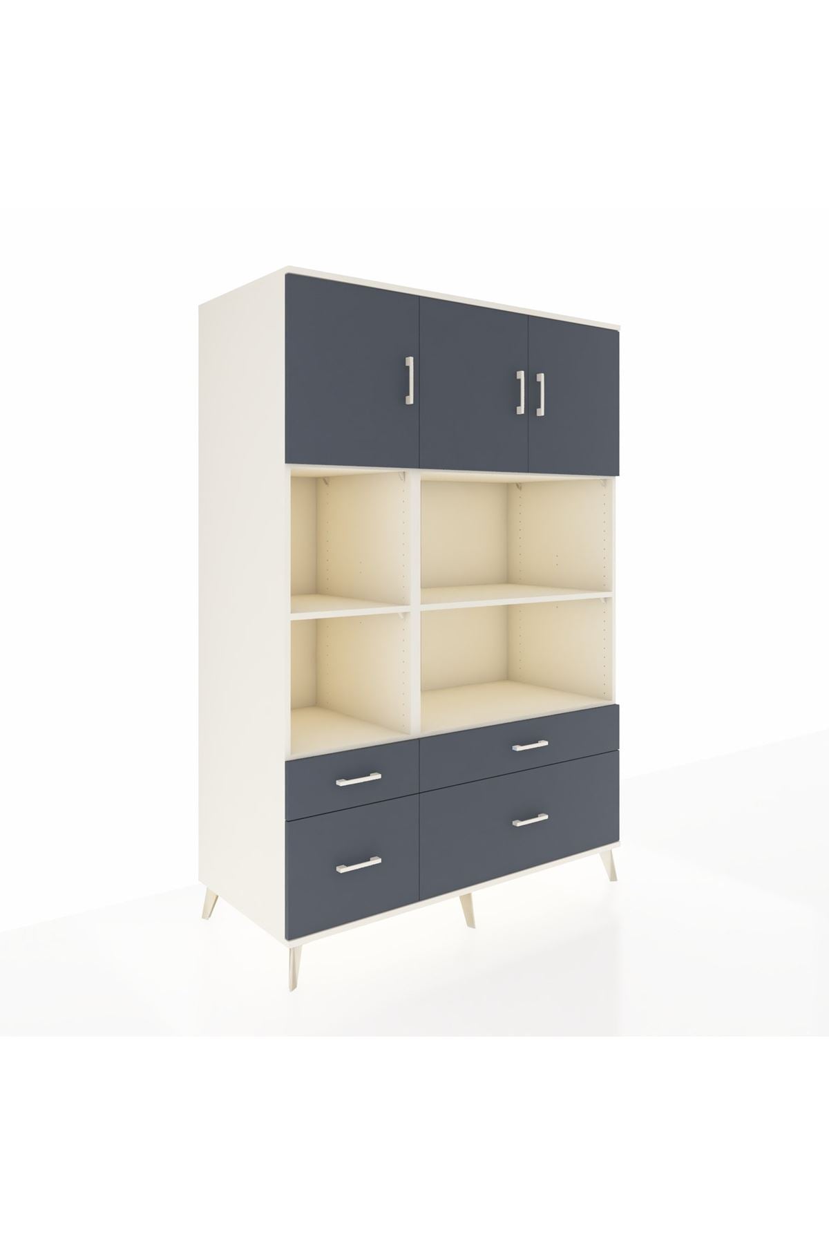 Kronos Dolap 8 Raflı 4 Çekmeceli 3 Kapaklı 132x59x195 Aytaşı-Antrasit/Antrasit