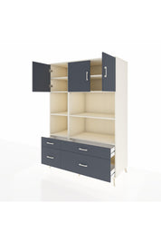 Kronos Dolap 8 Raflı 4 Çekmeceli 3 Kapaklı 132x59x195 Aytaşı-Antrasit/Antrasit