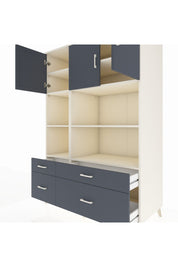 Kronos Dolap 8 Raflı 4 Çekmeceli 3 Kapaklı 132x59x195 Aytaşı-Antrasit/Antrasit