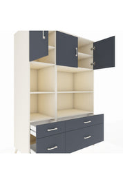 Kronos Dolap 8 Raflı 4 Çekmeceli 3 Kapaklı 132x59x195 Aytaşı-Antrasit/Antrasit